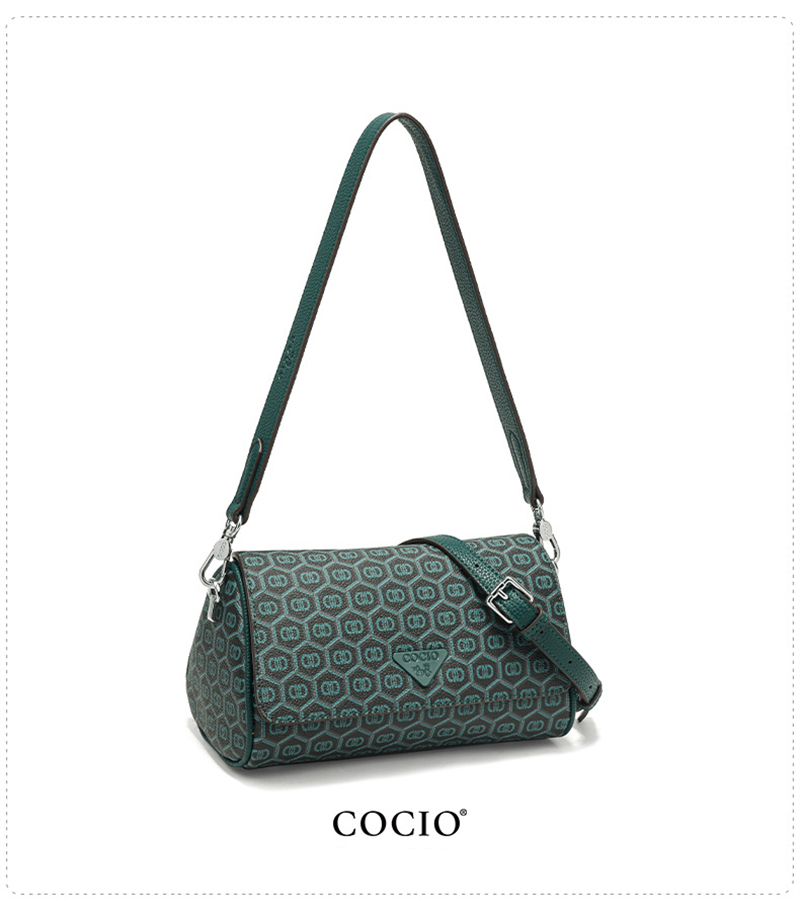 COCIO designer bag New Peacock Green Single Shoulder Underarm Bag Casual Pillow Bag Popular Versatile Womens Bag