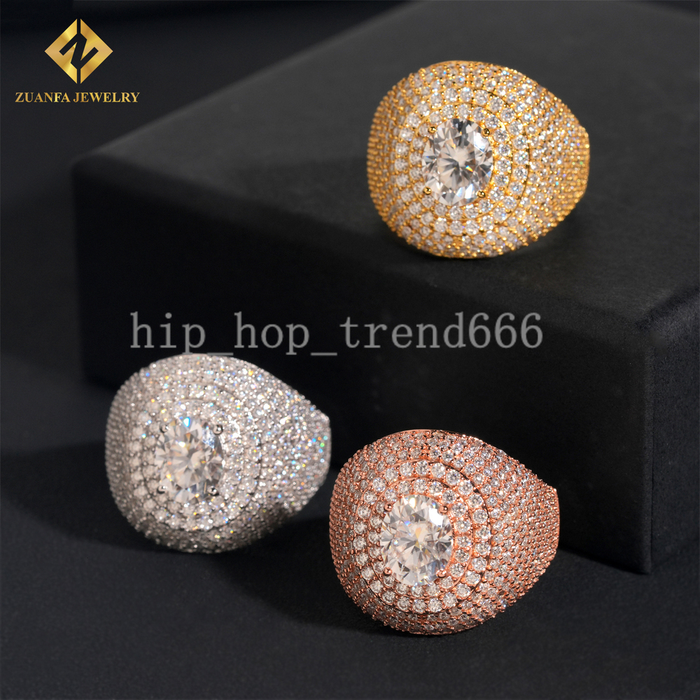 Luxury Fully Iced Out Men Diamond Ring Hip Hop Moissanite Men Rapper Ring