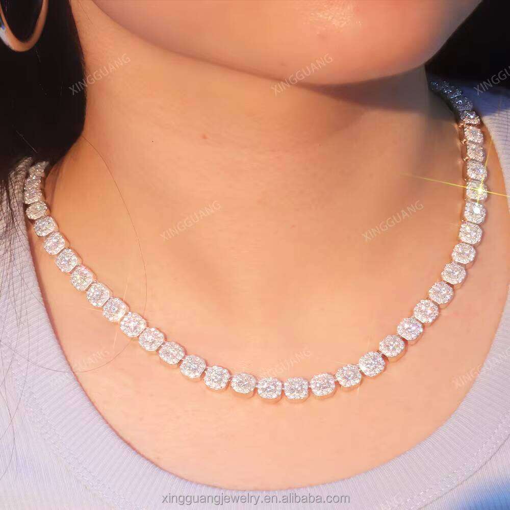 Hot-sale 8mm Cluster Tennis VVS Moissanite Cuban Dia Chain S Sier Gold Fine Jewelry Necklace Bracelet Hiphop Men Women