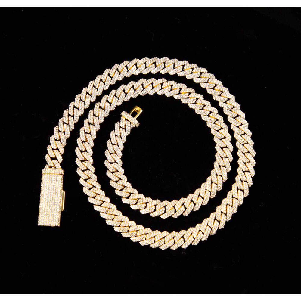 12 mm Wide VVS 2 Rows Cuban S Sier Gold Plated Vvs d Moissanite Dia Infinity Link Chain Necklaces
