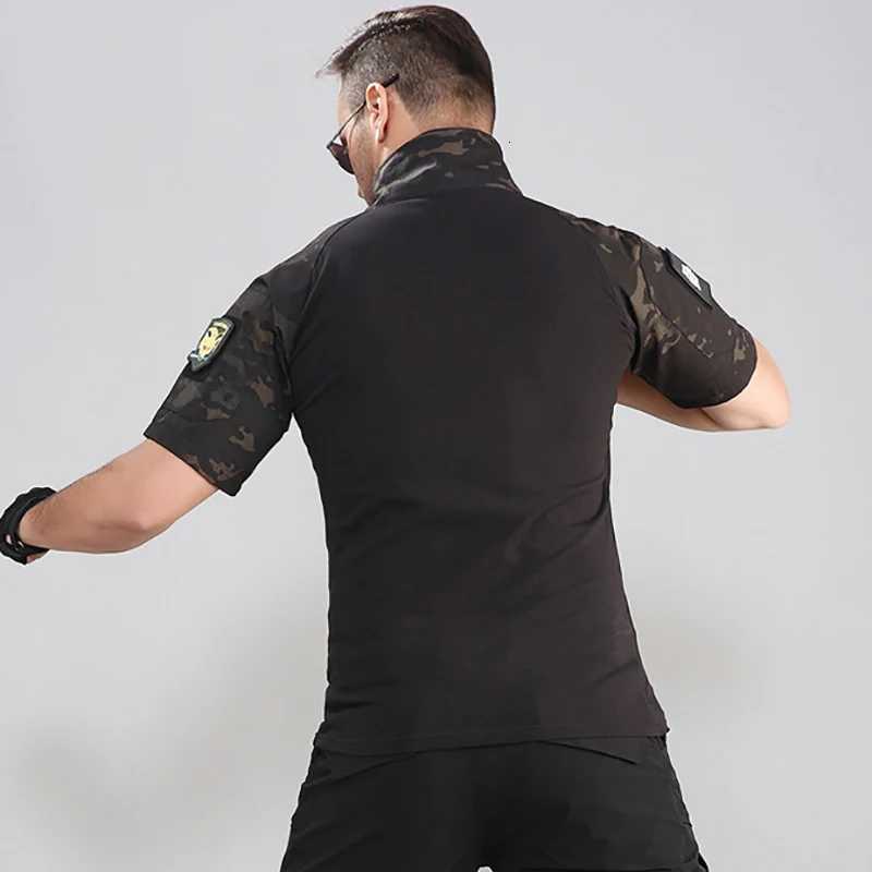 Camouflage Tactical T-Shirts Mens Summer Quick Dry Short Sleeve T-Shirts Breathable Wear-resistant Outdoor Hiking Sport Tees Y250724