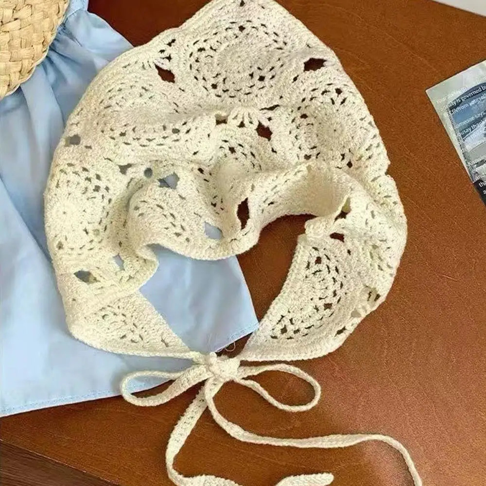 Triangle Headband French Pastoral Style Handmade Crochet Headscarf Knitted Triangle Hair Scarf Elegant Breathable Chic Headwrap 250723
