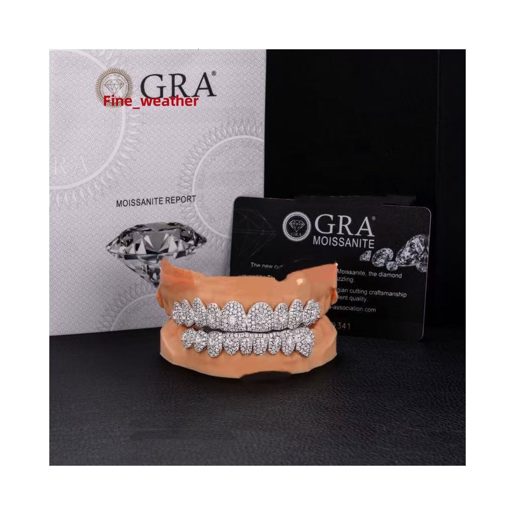 Custom Single Tooth Grillz Moissanite Perm Cut 14k 18k Real Gold 925 Silver 8 on 8 Grillz Vvs Moissanite Grillz for One Teeth