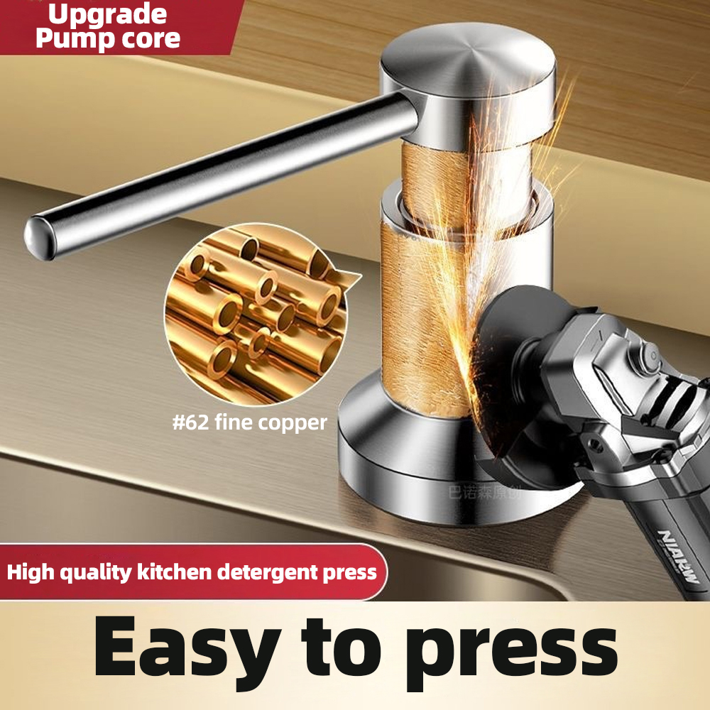 Multi-functional Kitchen Sink Accessory: Portable Stainless Steel Dish Liquid Dispenser w/Extension Fits All Kitchens-silicone hose