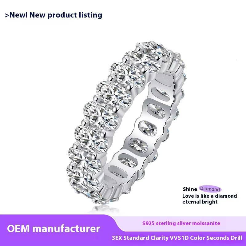 High end jewelry factory wholesale personalized S925 silver inlaid moissanite ring luxury ring engagement and wedding gift