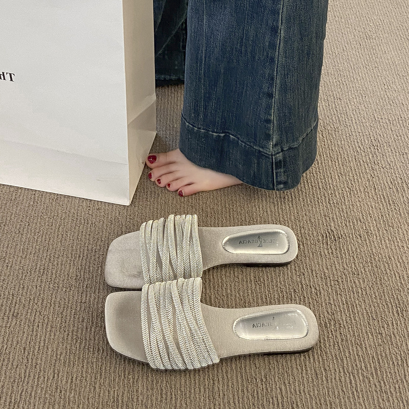 Ddmysports French Style Stunning Flat Sandals For Outdoor Wear Summer New High End Feel With Skirts Casual Beach Slippers Outdoor Shoes