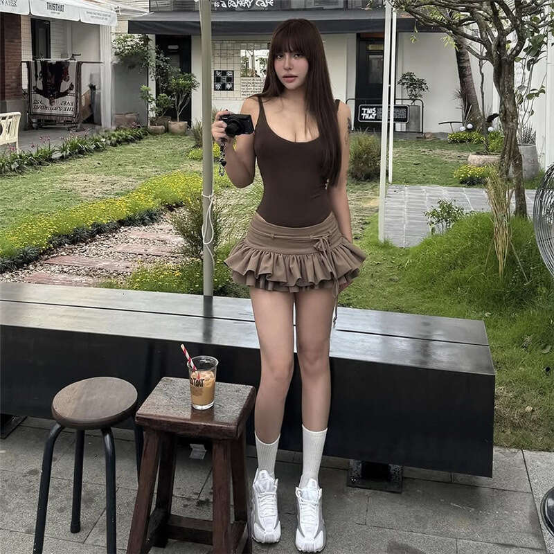2025 Spring New Women's Solid Color Slim Fit Strap Jumpsuit Fashion Low Waist Skirt Women 4a9