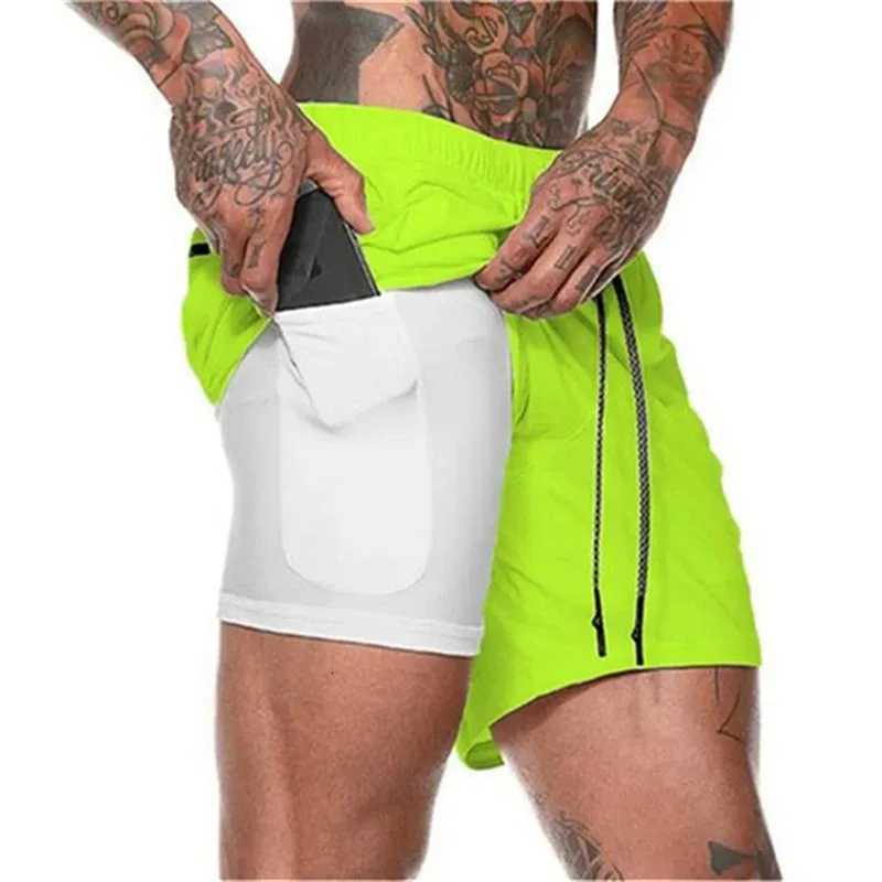 Running Shorts Men 2 in Sports Shorts Double-Deck Quick-Dry Summer Mesh Men Shorts Jogging Gym Shorts Men Outdoors Sweatpants W250724