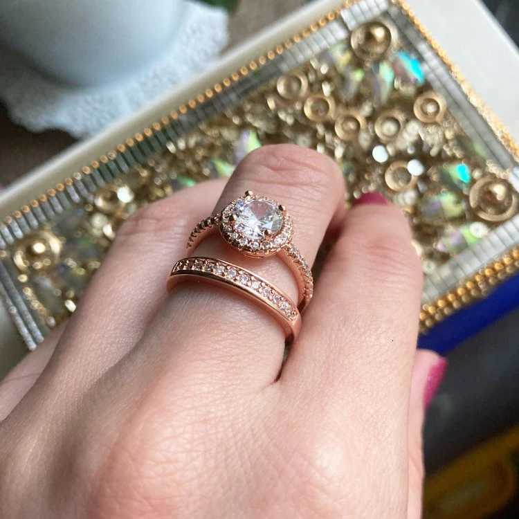 Female engagement ring set square silver crystal bird wedding zircon ring dazzling trend jewelry R531 W250417