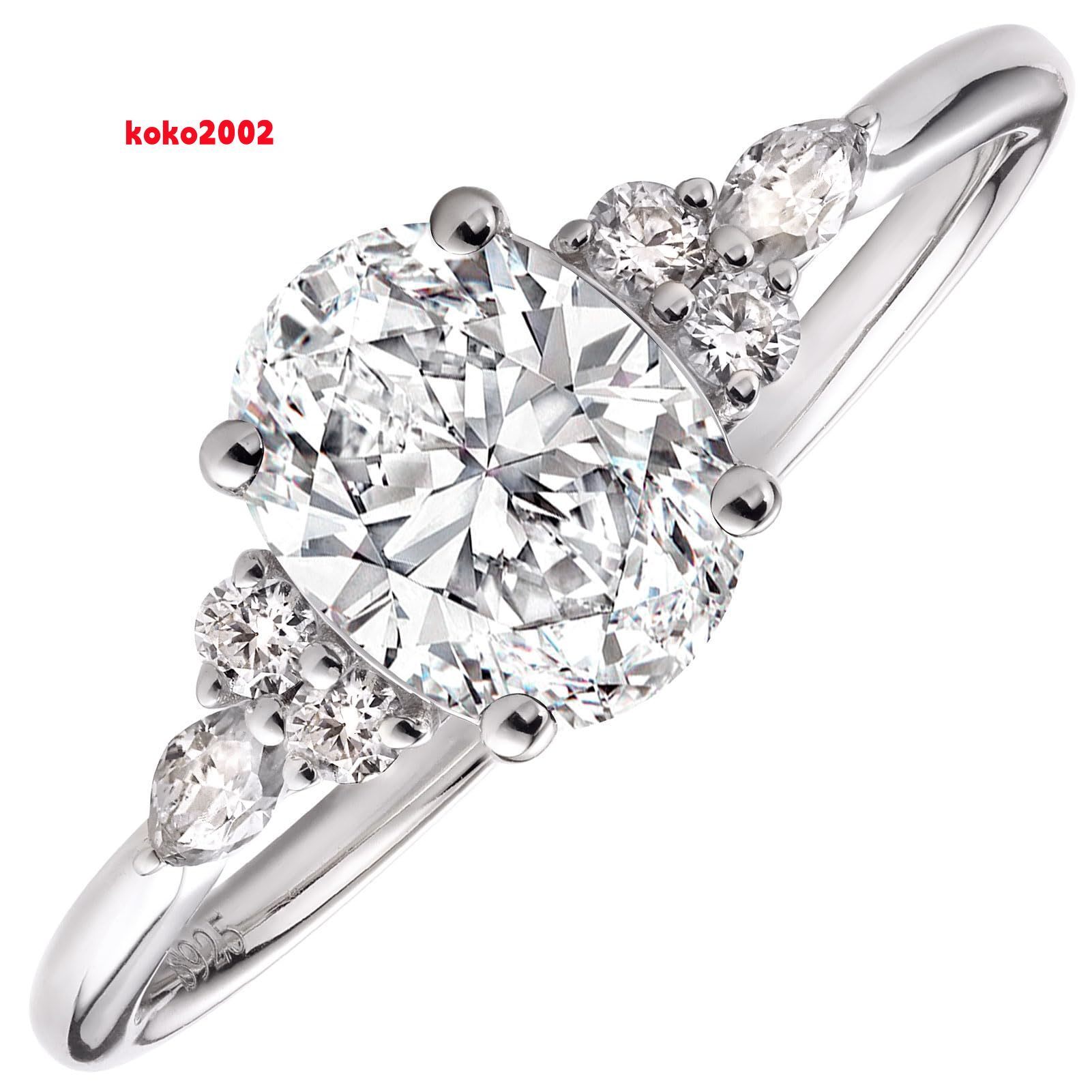 Hot Selling Light Luxury Moissanite Ring Fashionable Classic S925 Silver Plated with White Gold Ring Temperament Four Claw Ring