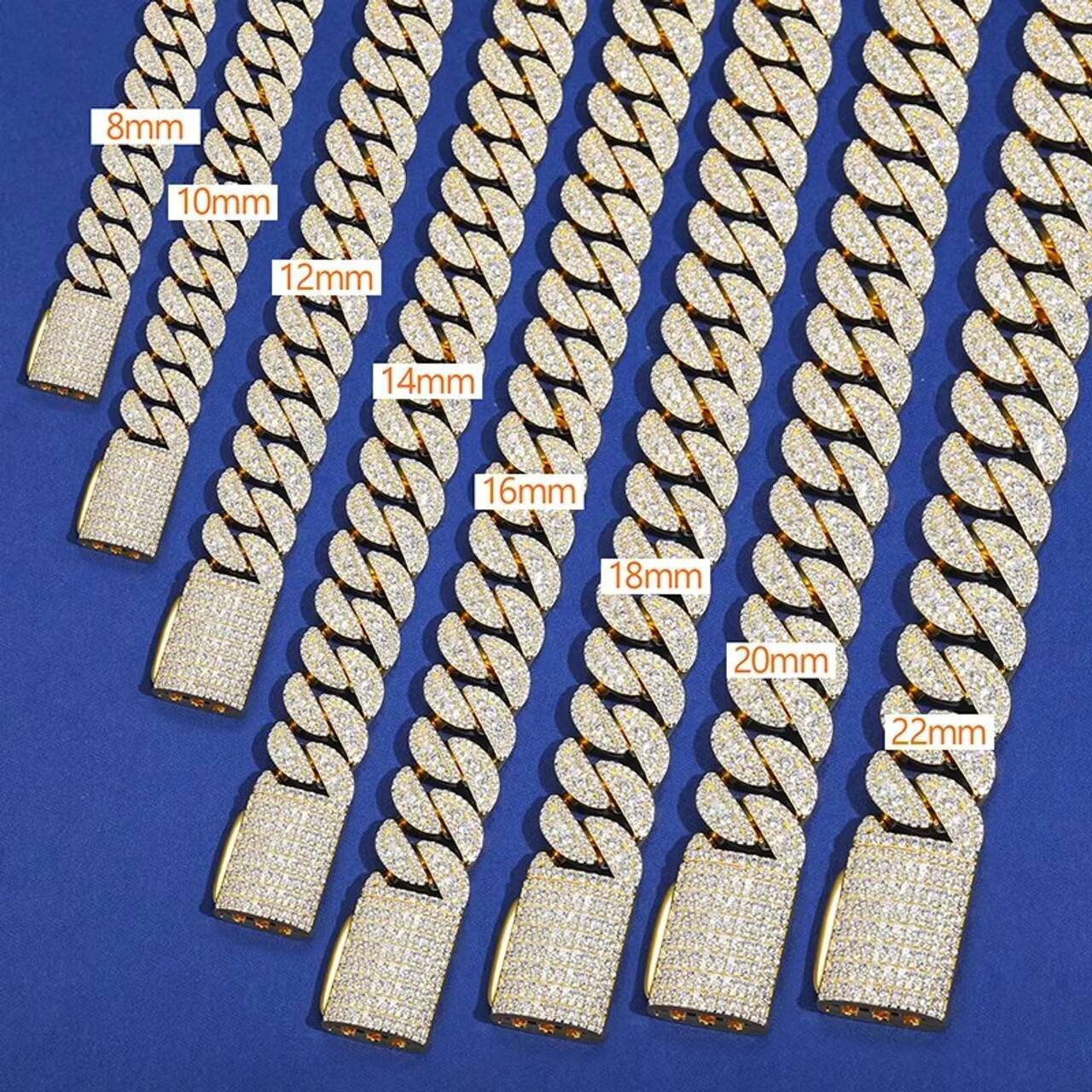 Stylish 925 Silver Moissanite Cuban Link Hip Hop Necklace 22mm Chains for Men
