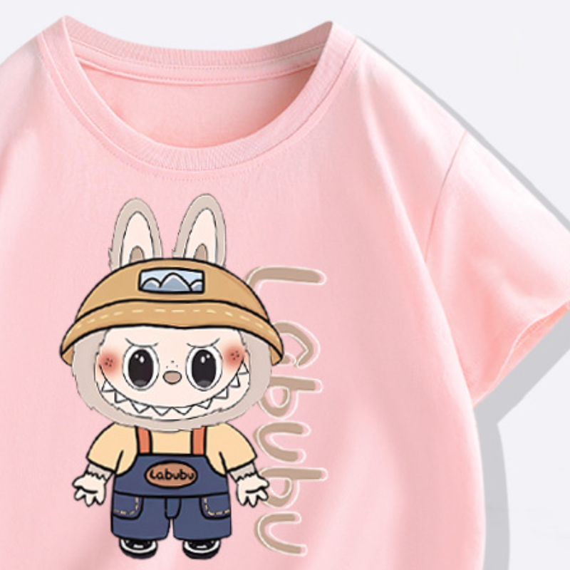 LABUBU cotton T-shirt with skin-friendly fabric for children's T-shirt for boys and girls clothing comfortable and soft short-sleeved T-shirt for