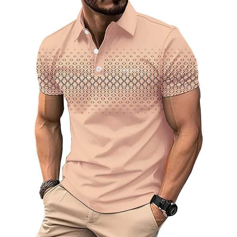 Men Summer Short Sleeve Fashion Slim Fit Polo Shirt Men Sport Button Polo Shirt 3D Digital Print Business Polo Shirt Tops XJ250725