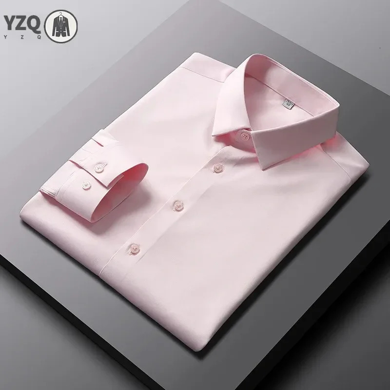 Mens Casual and Fashionable Long Sleeved Solid Color Shirt Non Ironing Wrinkle Resistant Business Top 250725