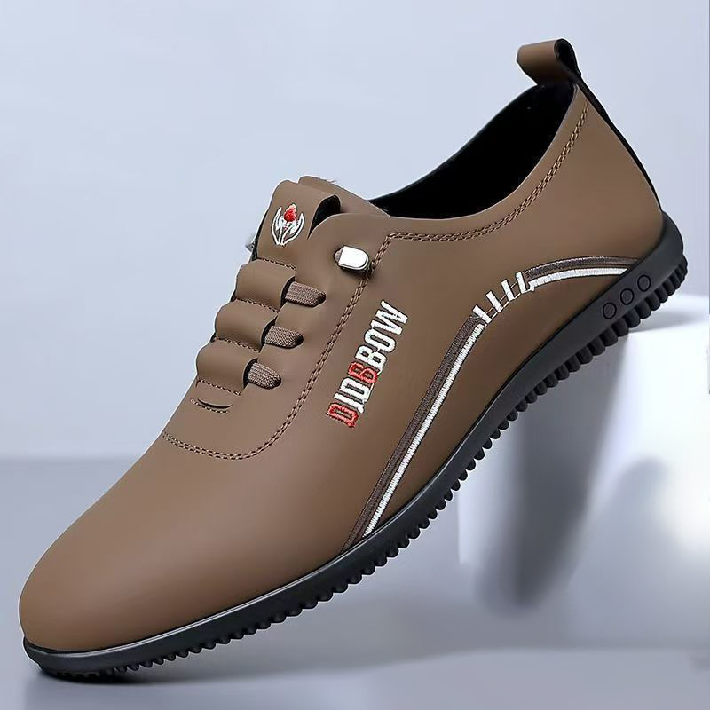 Business Leather for Men, Breathable Soft Sole Casual Trendy Loafers, Flat British Style Slip-On Lazy Shoes ddmythur