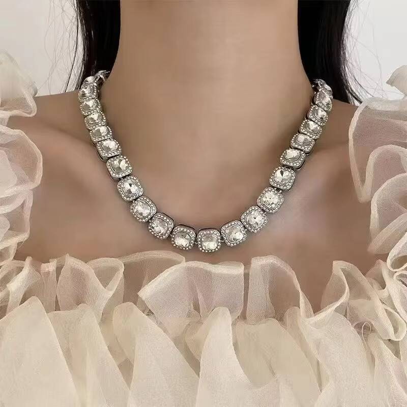 Qianjian Jewelry Custom Hip Hop Ice Out Moissanite Tennis Necklace Gold Plated Sterling Sliver 925 Outstanding Tennis Chain