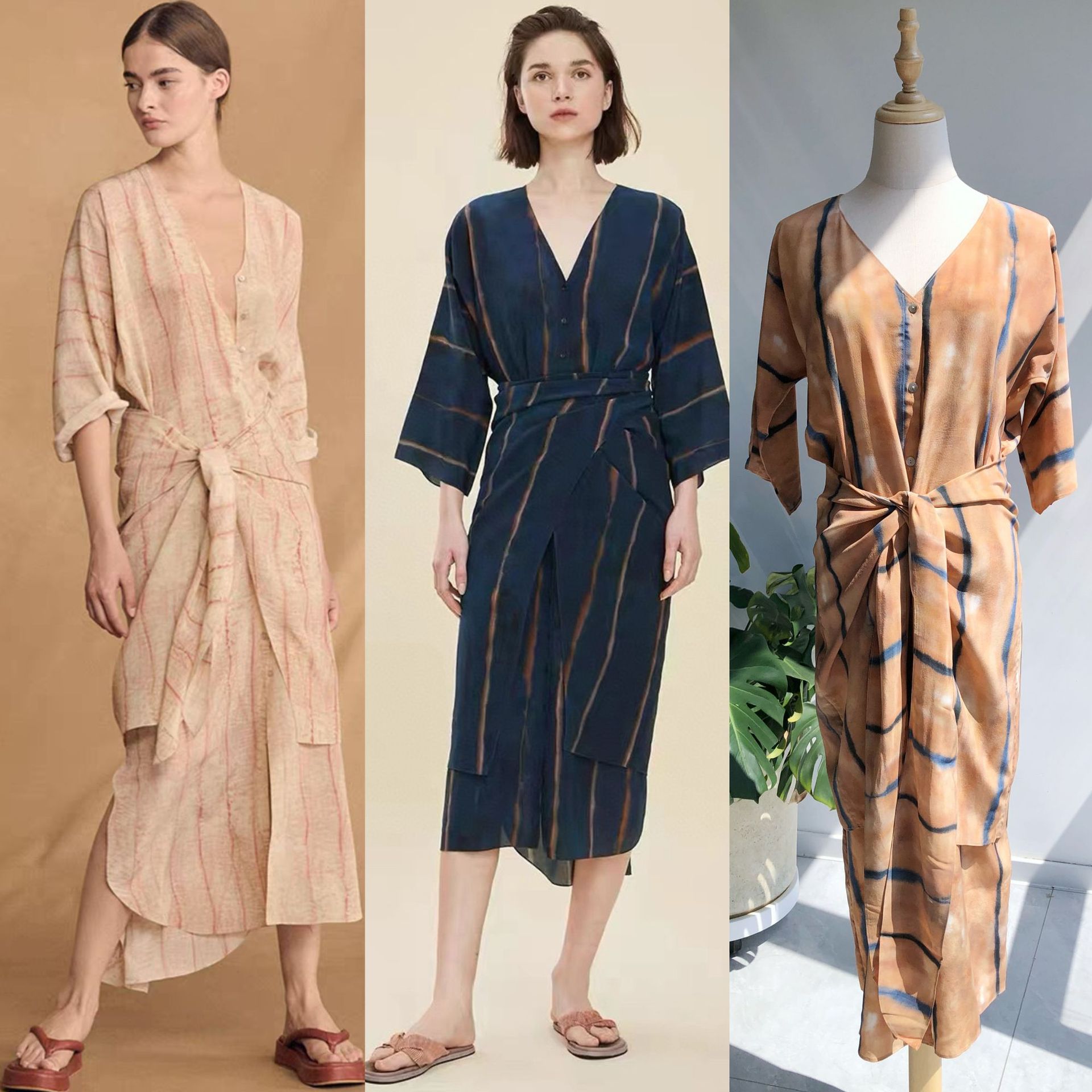 OC 469M80 New SPD Women's Casual Dresses European and American Niche Luxury Dress V-neck Dyed Silk Star River Printing