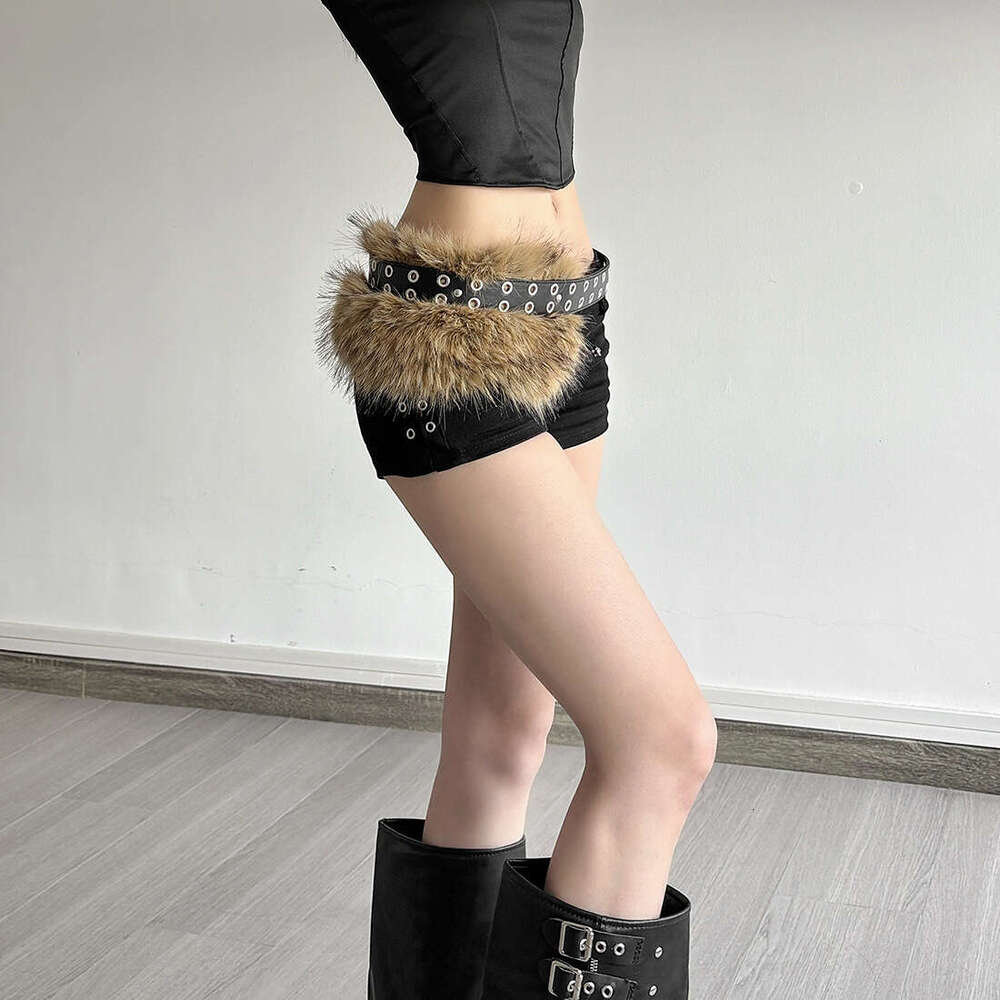 2025 Summer New American Style Personalized Furry Patchwork Hot Girl Trendy Accessories Waist Belt for Women 4c8
