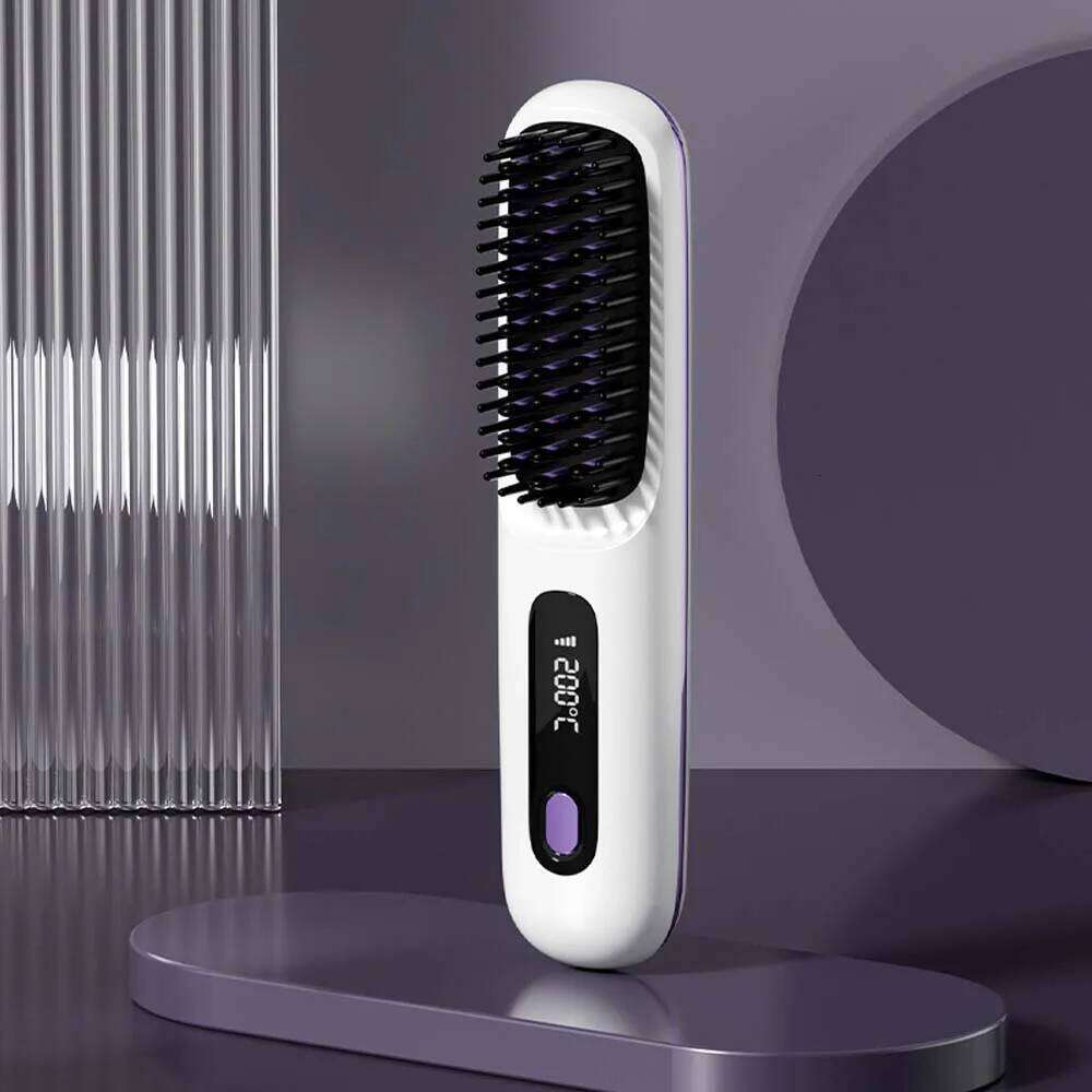 Electric LCD Usb charging portable and fashionable negative ion straight hair comb Styling Tool
