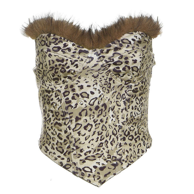 2024 Autumn Winter New Street Fashion Sexy Frayed Leopard Print Camisole for Women 20d