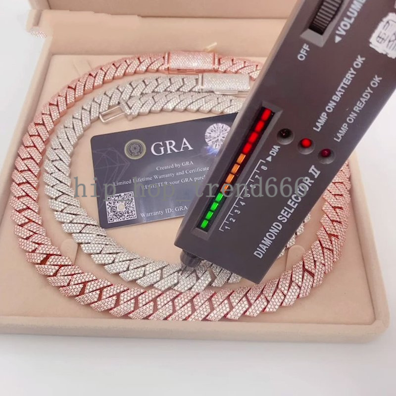 High Quality 15Mm18Inches Cuban Vvs Moissanite Necklace Moissanite Cuban Chain Mossan Hip Hop Necklace