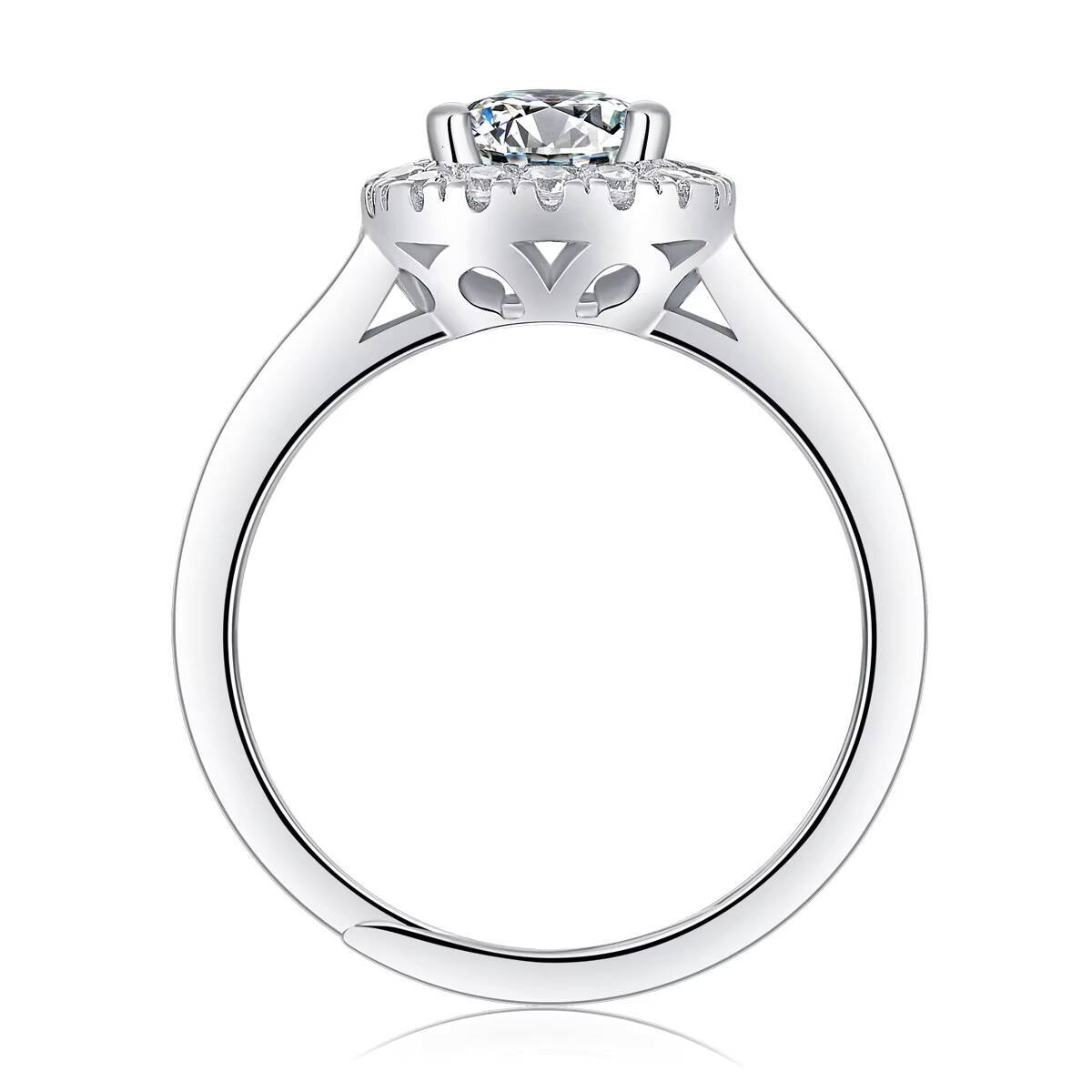 S925 Ladies Flower Ring Moissanite Adjustable Counterpart Advanced Ring Design