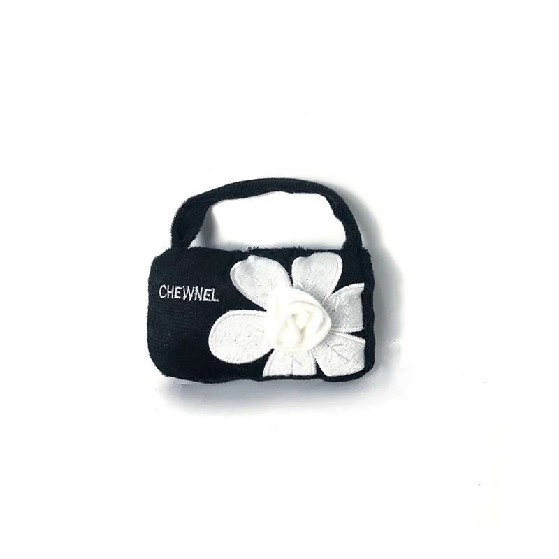 Luxury Pets Dogs Chew Toy: Squeaky Black & White Handbag Perfume Bottle Collection