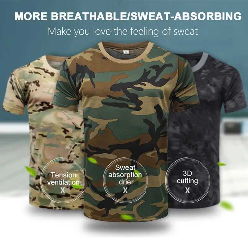 Leaf Forest Camouflage T Shirt Men Jungle Desert Camo T-shirt Quick Dry 3D Print Tops Short Sleeve Mens Gym Fitness Tee Shirts Y250724