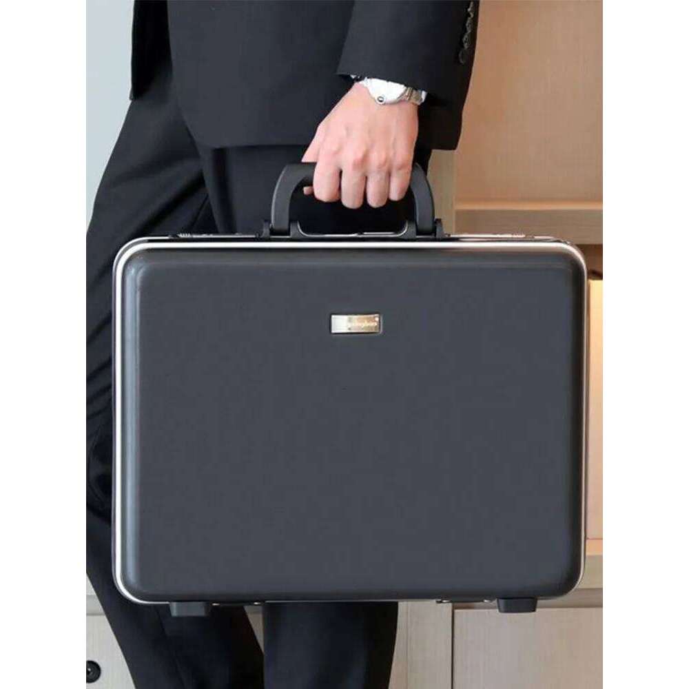 18-inch Aluminum Frame Anti-Theft Business Briefcase - TSA Lock Secure Laptop Case for Travel, Durable Carry-On Storage Handbag