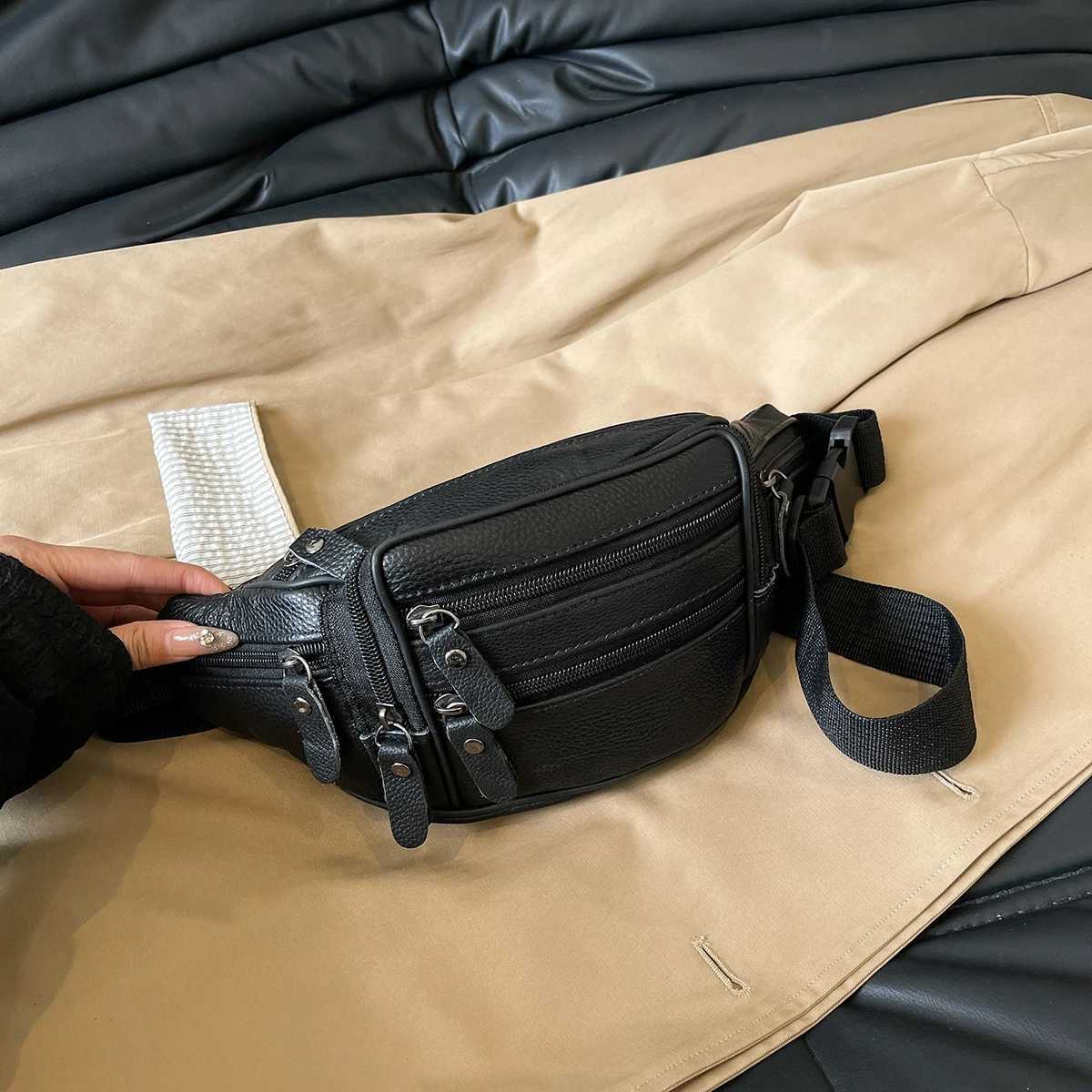 Leather Waist Bag Casual Small Square Hip Packs Crossbody Multi-functional Outdoor Phe Pouch Belt Bag Fanny Pack Shoulder Bags Y250724