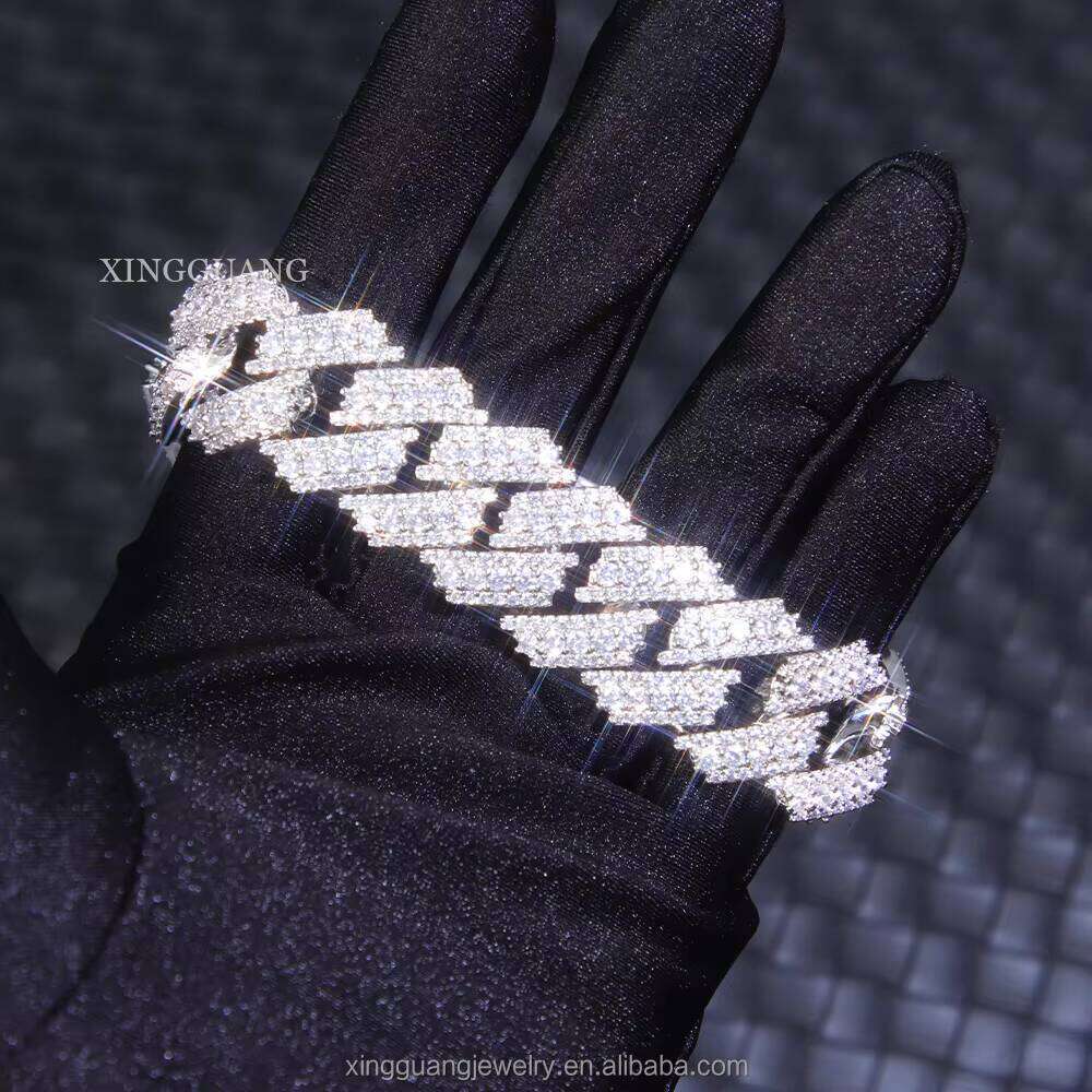 New Style 20mm Dia Link Solid Sier Cuban Chain Fine Jewelry Necklace Men Moissanite Bracelet