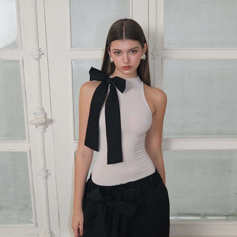 2024 Summer New Women's Solid Color Slim Fit Street Fashion Round Neck Sleeveless Top 87b