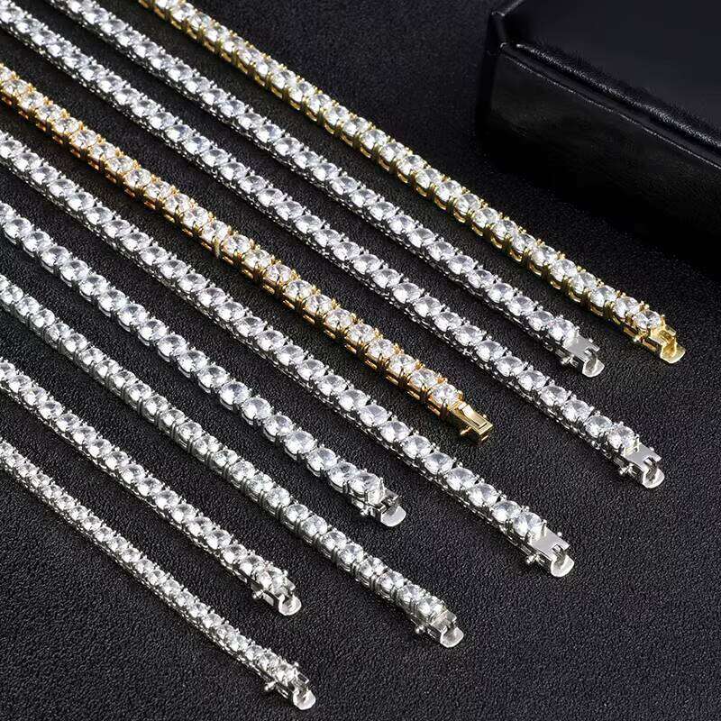 Fine Jewelry Hip Hop Sterling Sier VVS Moissanite Dia Cluster Iced Out Tennis Chain Bracelet Necklace for Men Women