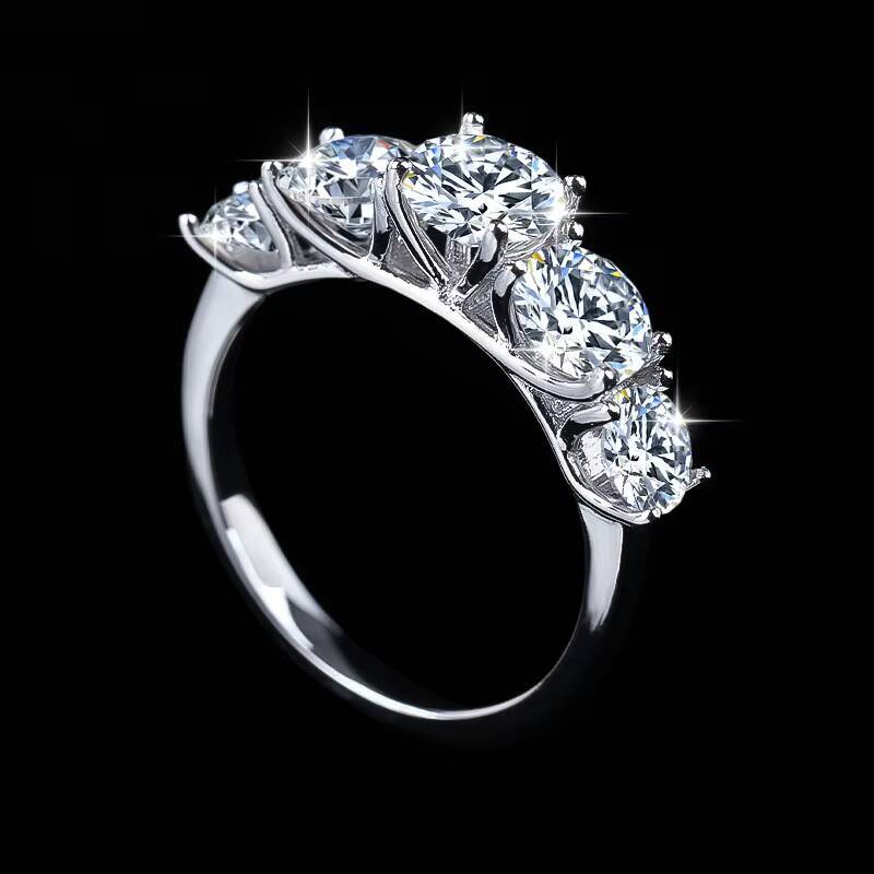5pcs D Color S925 Sterling Silver Women Wedding Band 3.6 Ct VVS Moissanite Engagementfinger Ring
