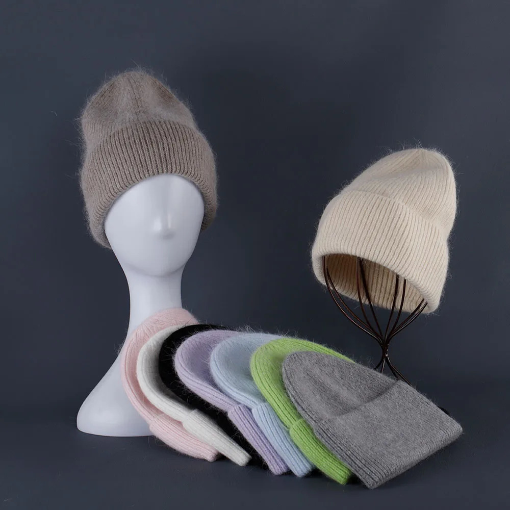 Selling Winter Hat Rabbit Fur Winter Hats For Women Fashion Warm Beanie Hats Women Solid Adult Head Cover Cap 250724