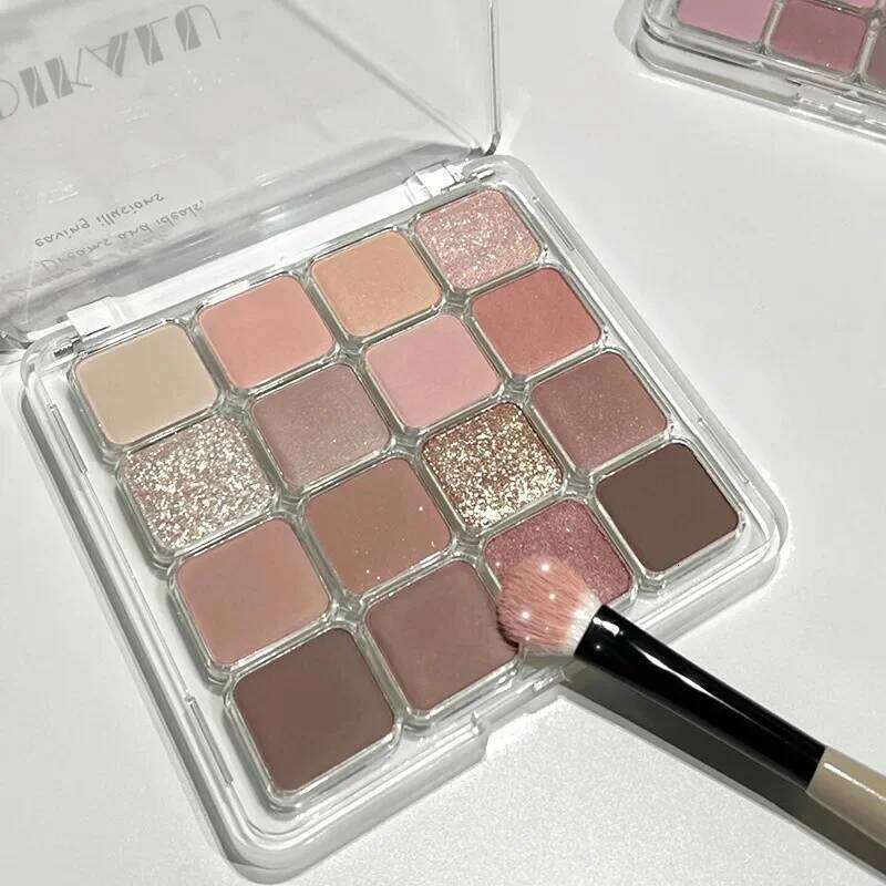 16 Colors Matte Eyeshadow Palette Melon Color Earth Tone Eye Shadow Makeup Waterproof Silkworm Brightening Glitter Plate X250723 X250