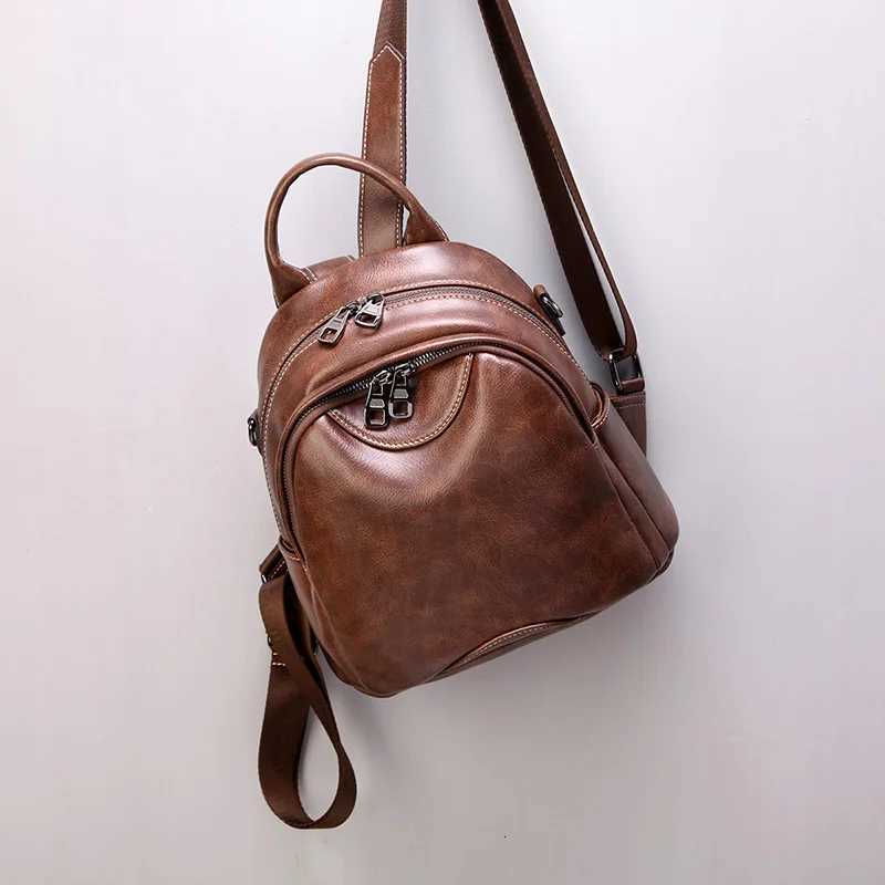 Vintage Wens Backpack High Quality Fi Travel Backpacks PU Leather Luxury Wen Shoulder Bag Large Capacity Handbags Y250724