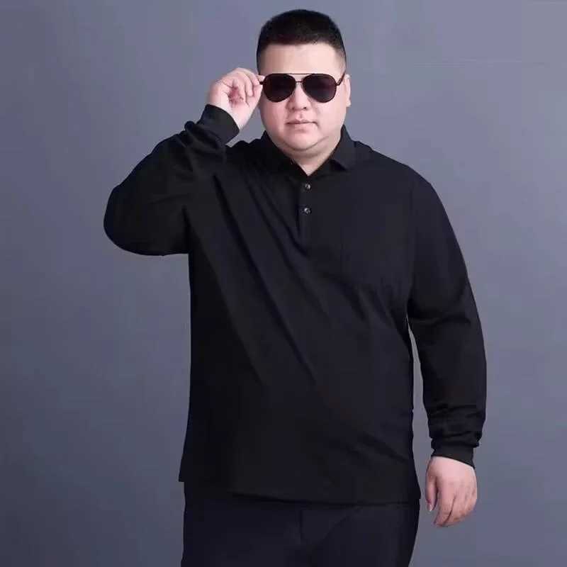 8XL Plus Size Summer Comfortable Stretch Long Sleeve Mens Casual Solid Color Polo Shirt Male Ice Silk Business Leisure Thin Top XJ250725