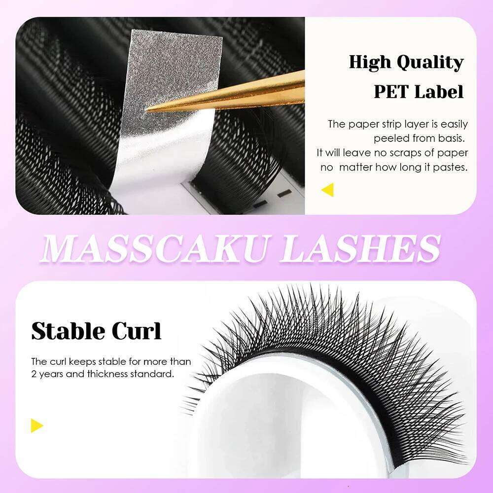 New Design U Shape YY False C D Curl 8-15mm Mix Y Style Lashes Waterproof Long-Lasting Fan Eyelashes by MASSCAKU