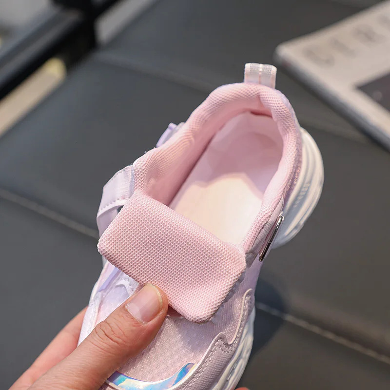 Breathable childrens pink sneakers relaxing outdoor comfortable and soft girls running shoes purple 250725