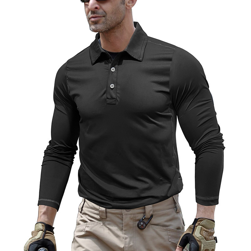 Mens Lightweight Long Sleeve Polo Shirt Performance Tactical Casual Outdoor Hiking Collared Shirts Pique Jersey Golf Shirt 250224