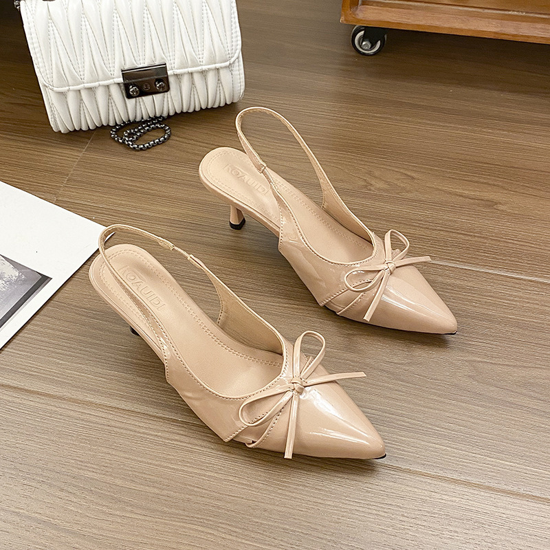 Ddmysports French Style Elegant Pointed Toe Stiletto Sandals For Women New Bowknot Socialite Sexy High Heels Outdoor Shoes