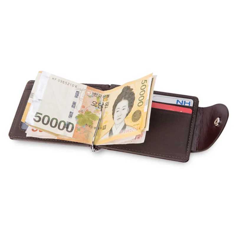 New Fashion Short Small Mens Leather Money Clip Wallet With Metal Clamp Mini Purse For Male Cash Holder 4 Colors Z250725