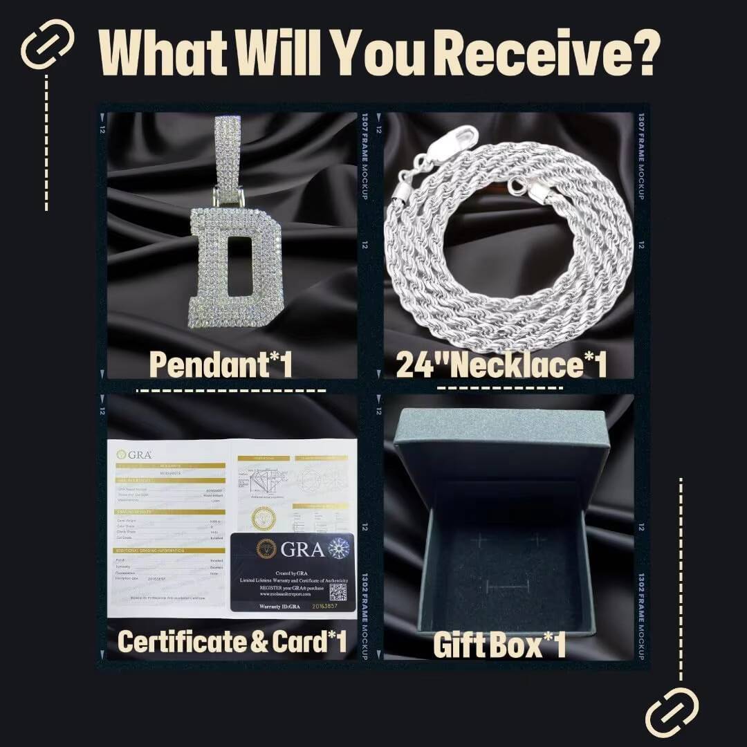 Custom Initial 925 Sterling Silver 26 Letter Moissanite Pendant Jewelry Making Charms Elegant Necklace for Gifts