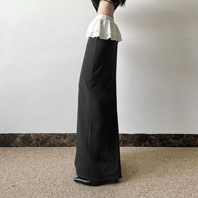 2024 Autumn New Women's Fashion Street Style Sexy High Waist Patchwork Long Skirt 8ab