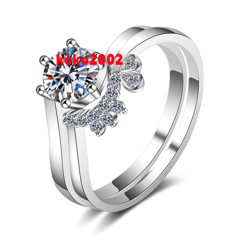 Wholesale Jewelry Gold Plated 925 Sterling Silver Fine Couples Rings Lab Grown Diamond 0.8CT Moissanite Wedding Ring for Women