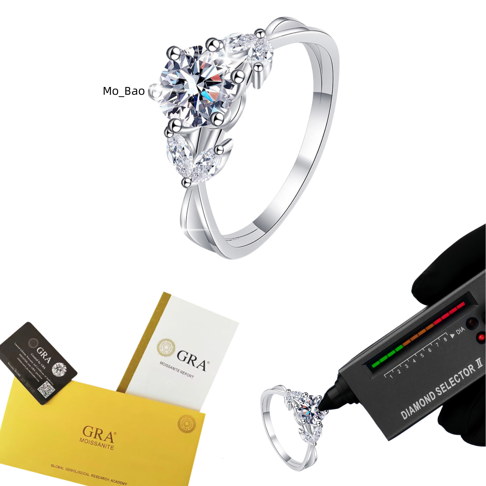 Wholesale Luxury S925 Sterling Silver Round Cut Moissanite Trendy Design Temperament 1Carat Flower Vine Moissanite Diamond Ring