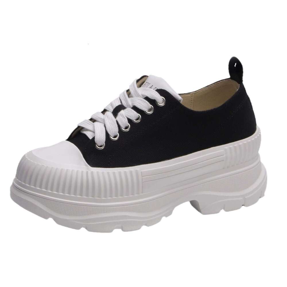 Platform Women, Height Increasing, Versatile Casual Sneakers, Campus Style, French Canvas Lace-up Shoes for Women
