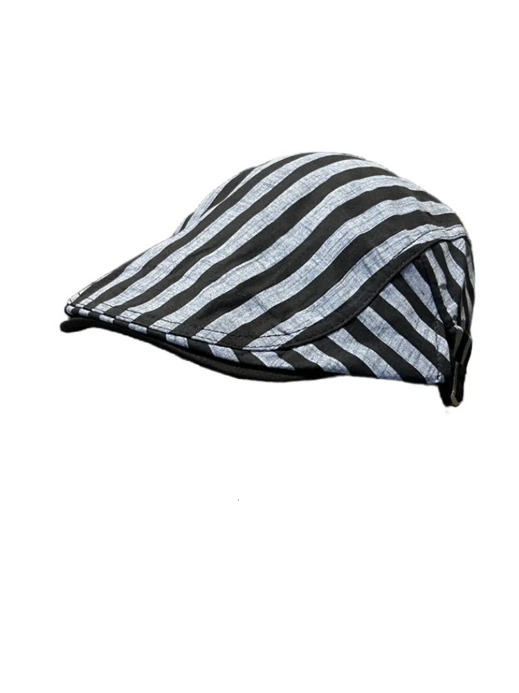 Retro striped forward hat mens and womens summer versatile face cap outdoor casual sun protection hat 250723