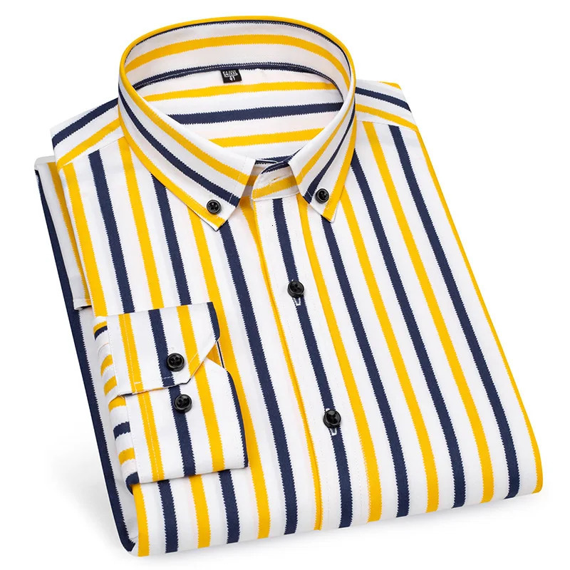 Mens long sleeve shirt Casual stripe nonironing high quality slim comfortable breathable fashion top spring summer 250725